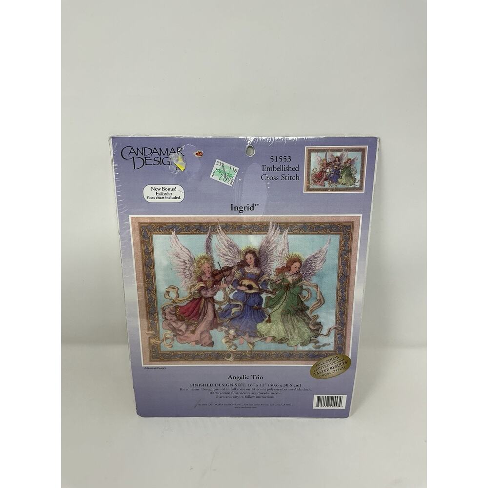 Candamar Ingrid Angelic Trio Cross Stitch Kit 51553 Angels Musical 16x12 SEALDED
